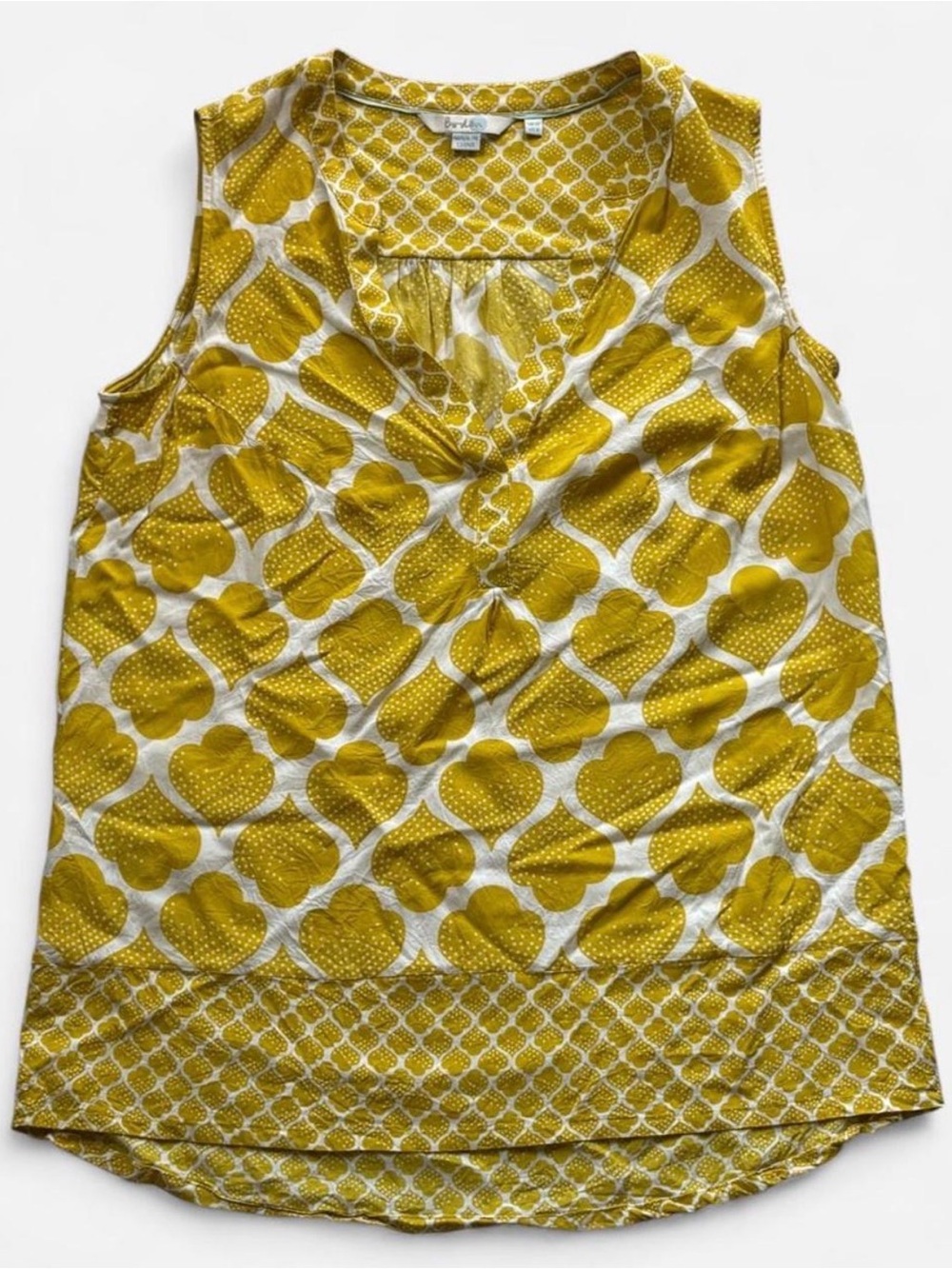 Boden Yellow & Cream Printed Sleeveless Camisole